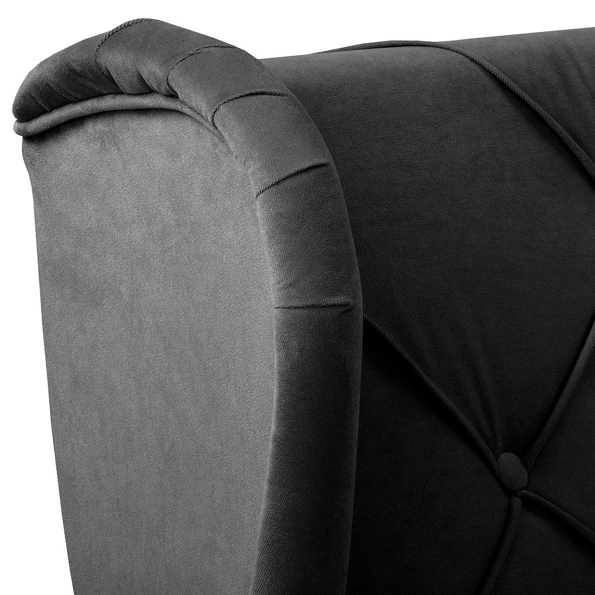 OHRENSESSEL Samt Schwarz  - Schwarz/Naturfarben, Design, Holz/Textil (84/105/90cm) - P & B