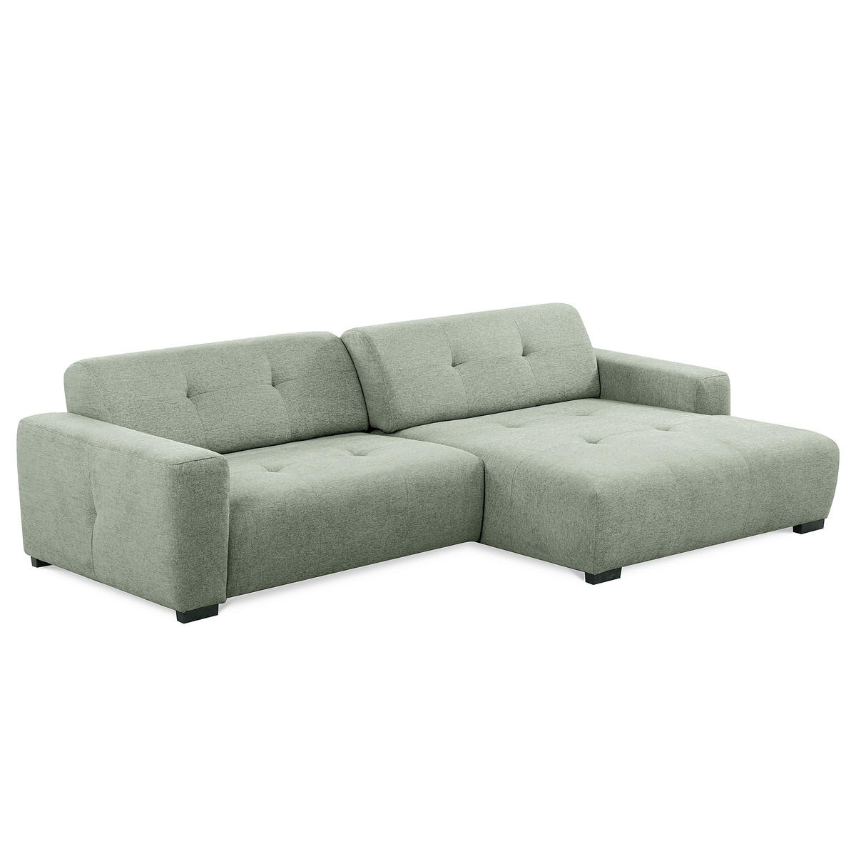 ECKSOFA AUSTIN Salbeigrün Flachgewebe Sitztiefenverstellung  - Salbeigrün/Schwarz, Design, Kunststoff/Textil (286/169cm) - Livetastic