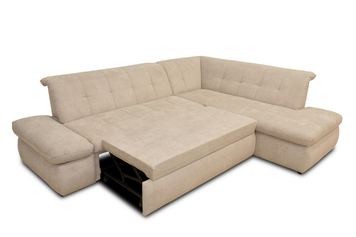 ECKSOFA in Mikrofaser Beige  273/216 cm  - Chromfarben/Beige, KONVENTIONELL, Textil/Metall (273/216cm) - MID.YOU