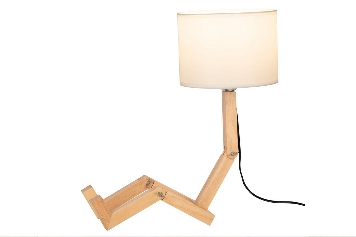 STOLNÁ LAMPA, E27, 42/22/47 cm - farba duba/béžová, Lifestyle, drevo/textil (42/22/47cm) - Marama