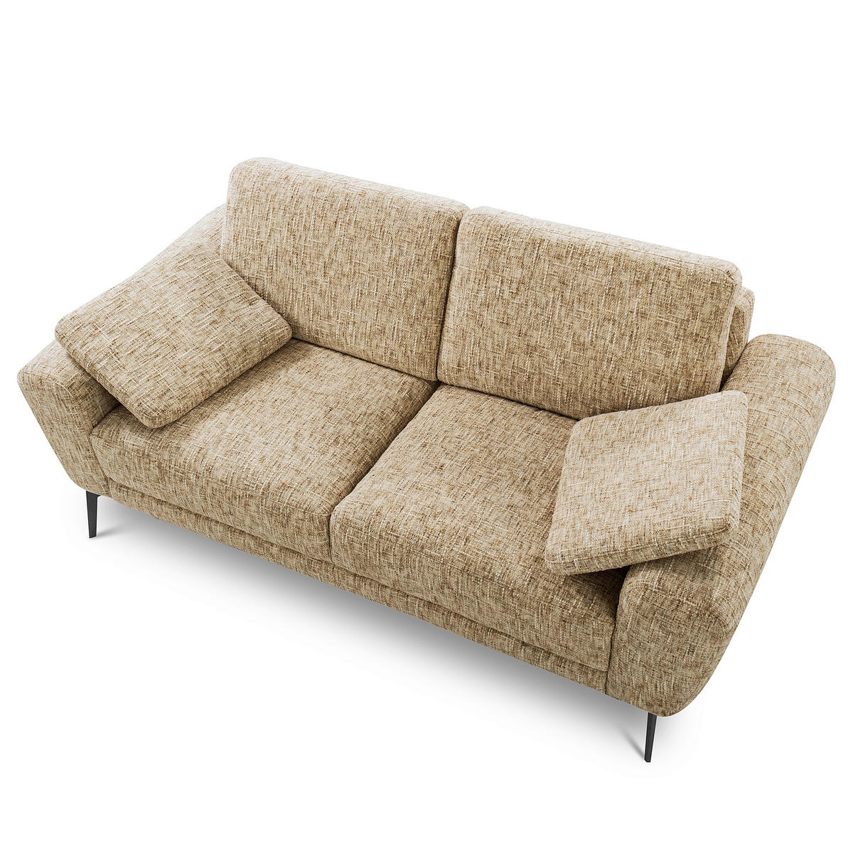 2-SITZER-SOFA Webstoff Hellbraun  - Hellbraun/Schwarz, Design, Textil/Metall (157/85/92cm) - Livetastic