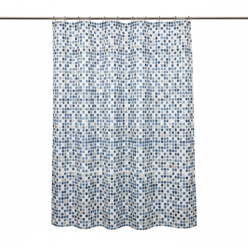 DUSCHVORHANG MOSAIKO 180/200 cm  - Blau, Basics, Textil (180/200cm) - Spirella
