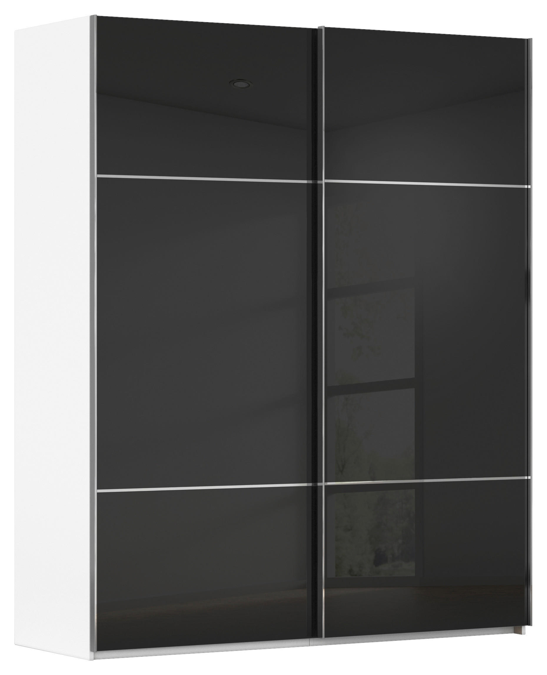 SCHWEBETÜRENSCHRANK Schwarz, Weiss  - Chromfarben/Weiss, Konventionell, Glas/Holzwerkstoff (201/223/67cm) - Novel