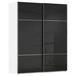 SCHWEBETÜRENSCHRANK  in Schwarz, Weiß  - Chromfarben/Schwarz, KONVENTIONELL, Glas/Holzwerkstoff (181/223/67cm) - Novel