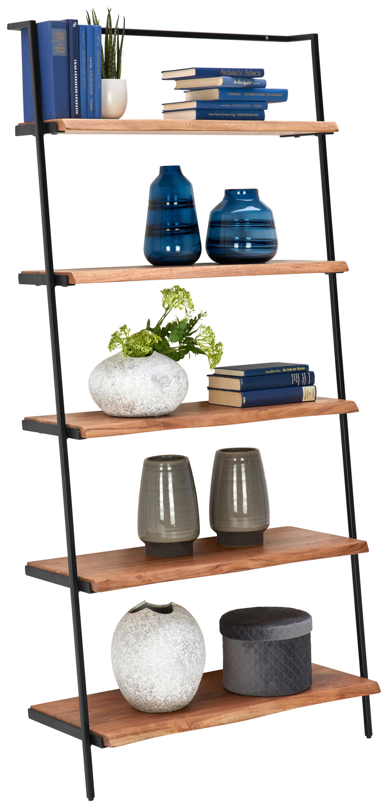 Ambia Home REGÁL, černá, barvy akácie, železo, akácie, 80/170/35 cm