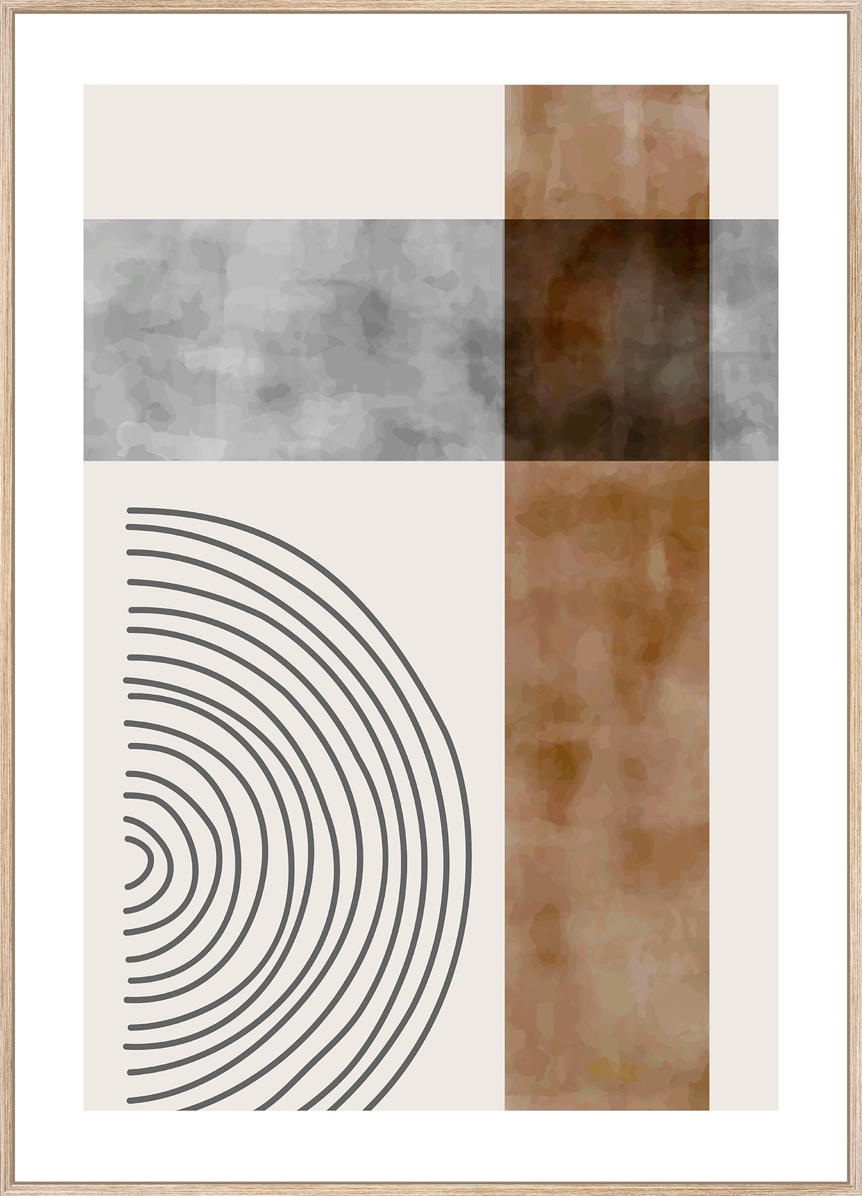 UMETNIŠKI POTISK  51,5/71,5 cm   - barve hrasta/večbarvno, Design, tekstil/leseni material (51,5/71,5cm) - Monee