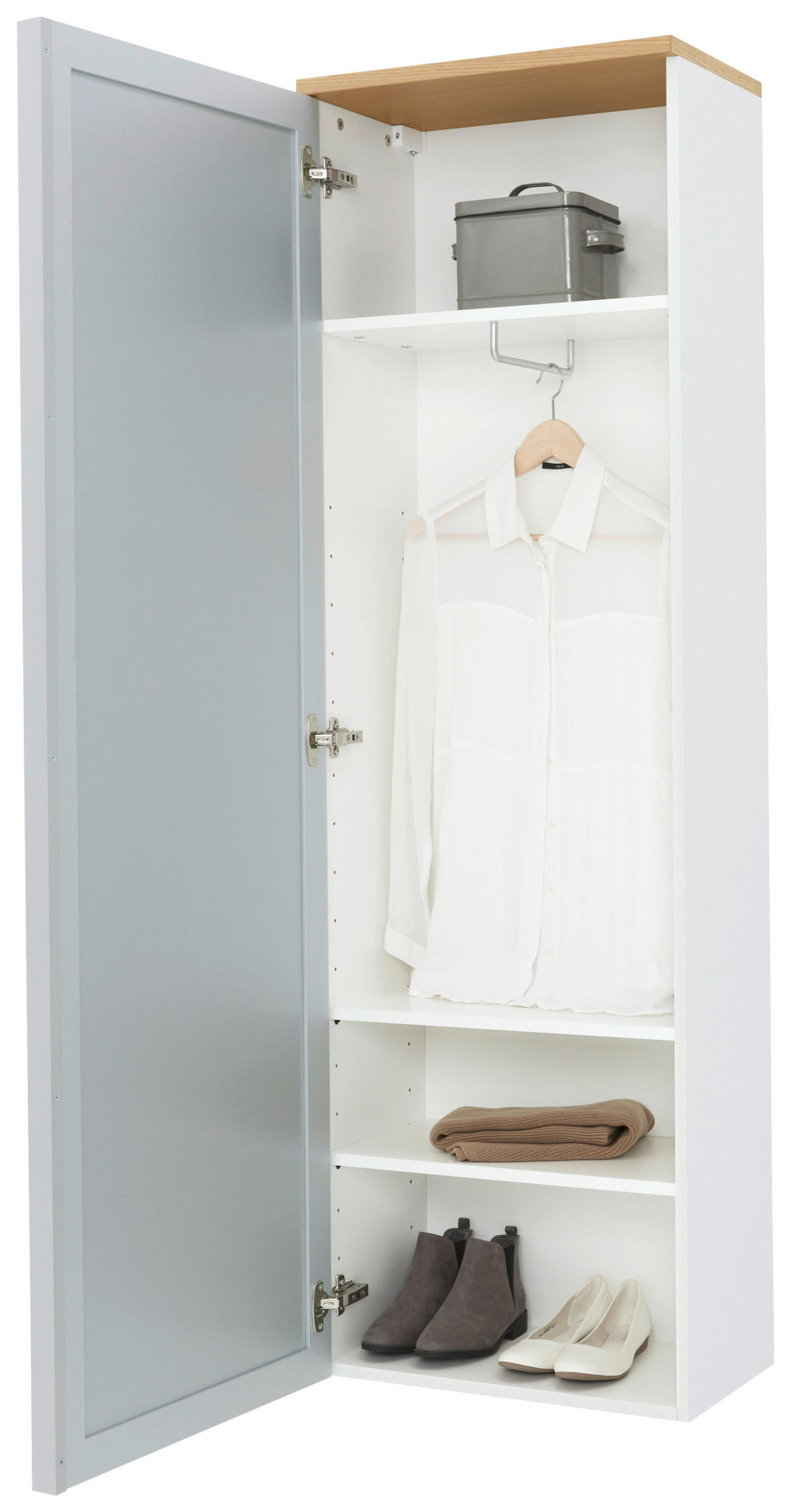 GARDEROBE 5-teilig  in 285/195/31 cm  - Weiss, Design, Glas/Holz (285/195/31cm)