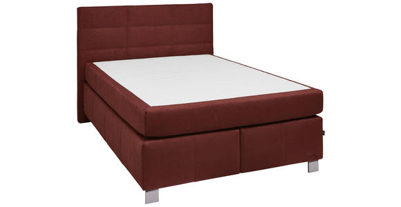 BOXSPRINGBETT 140/200 cm  in Rotbraun  - Rotbraun/Alufarben, KONVENTIONELL, Textil/Metall (140/200cm) - Dieter Knoll
