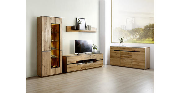 SIDEBOARD Wildeiche furniert, massiv, teilmassiv Eichefarben - Eichefarben/Anthrazit, KONVENTIONELL, Holz/Metall (165/82/42cm) - Linea Natura