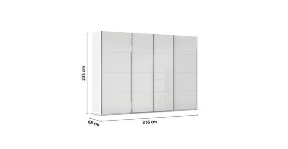 SCHWEBETÜRENSCHRANK in Weiß - Chromfarben/Weiß, KONVENTIONELL, Glas/Holzwerkstoff (316/235/68cm) - Novel