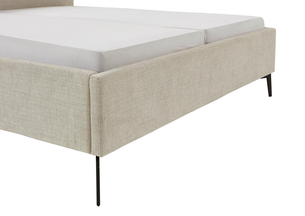 POLSTERBETT 180/200 cm  in Greige  - Greige/Birkefarben, Design, Holz/Textil (180/200cm) - home24