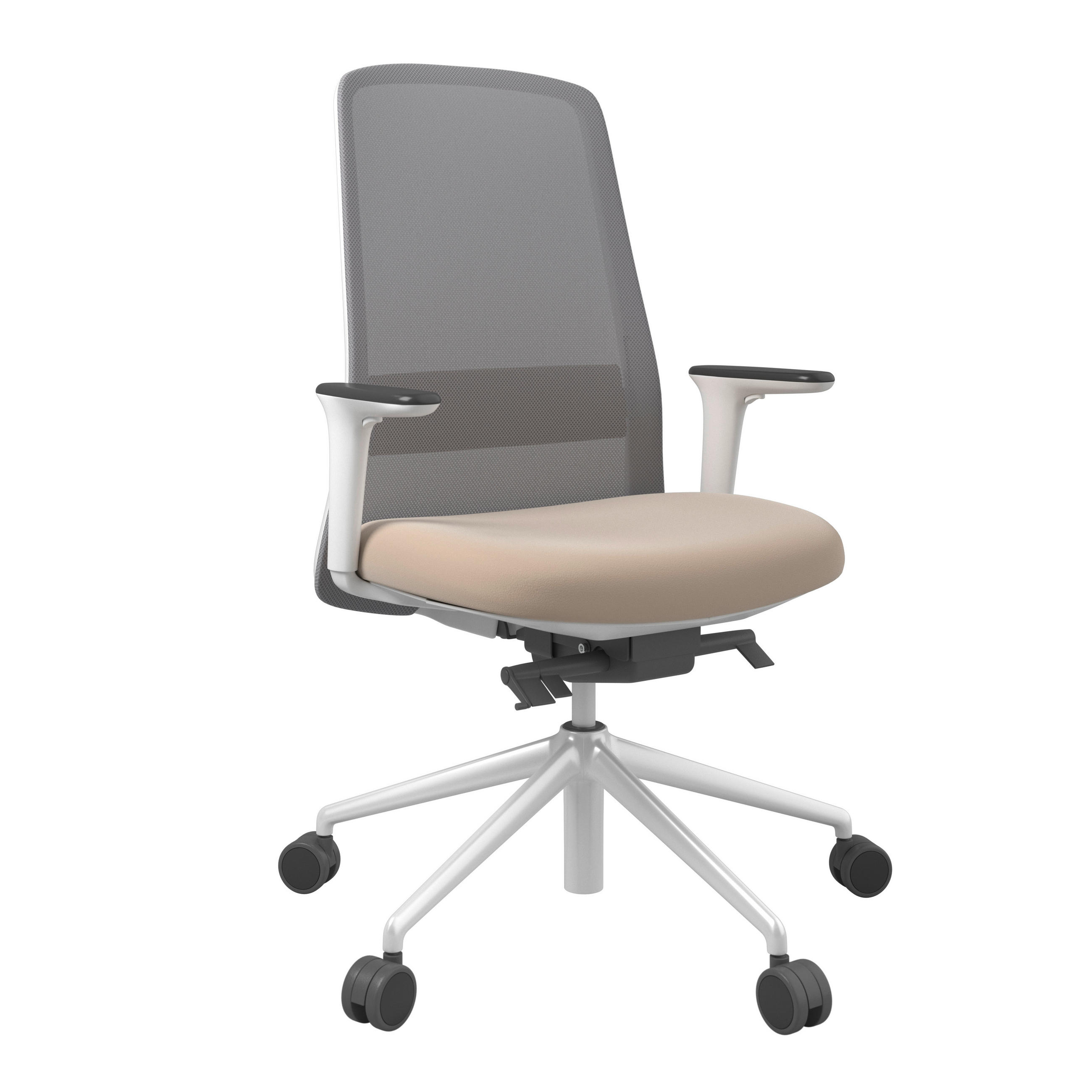 DREHSTUHL Lederlook Grau, Weiß, Beige  - Beige/Weiß, MODERN, Kunststoff/Textil (70/103-115/70cm)