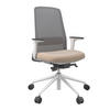 DREHSTUHL Lederlook Grau, Weiß, Beige  - Beige/Weiß, MODERN, Kunststoff/Textil (70/103-115/70cm)