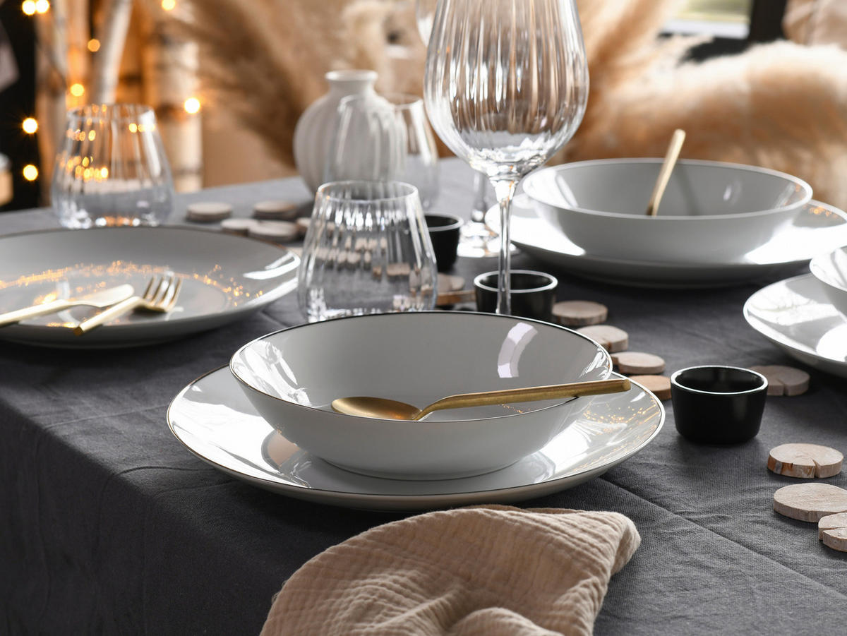 SERVIS Luna Black Line 18 delar  - vit/svart, Basics, keramik - Creatable