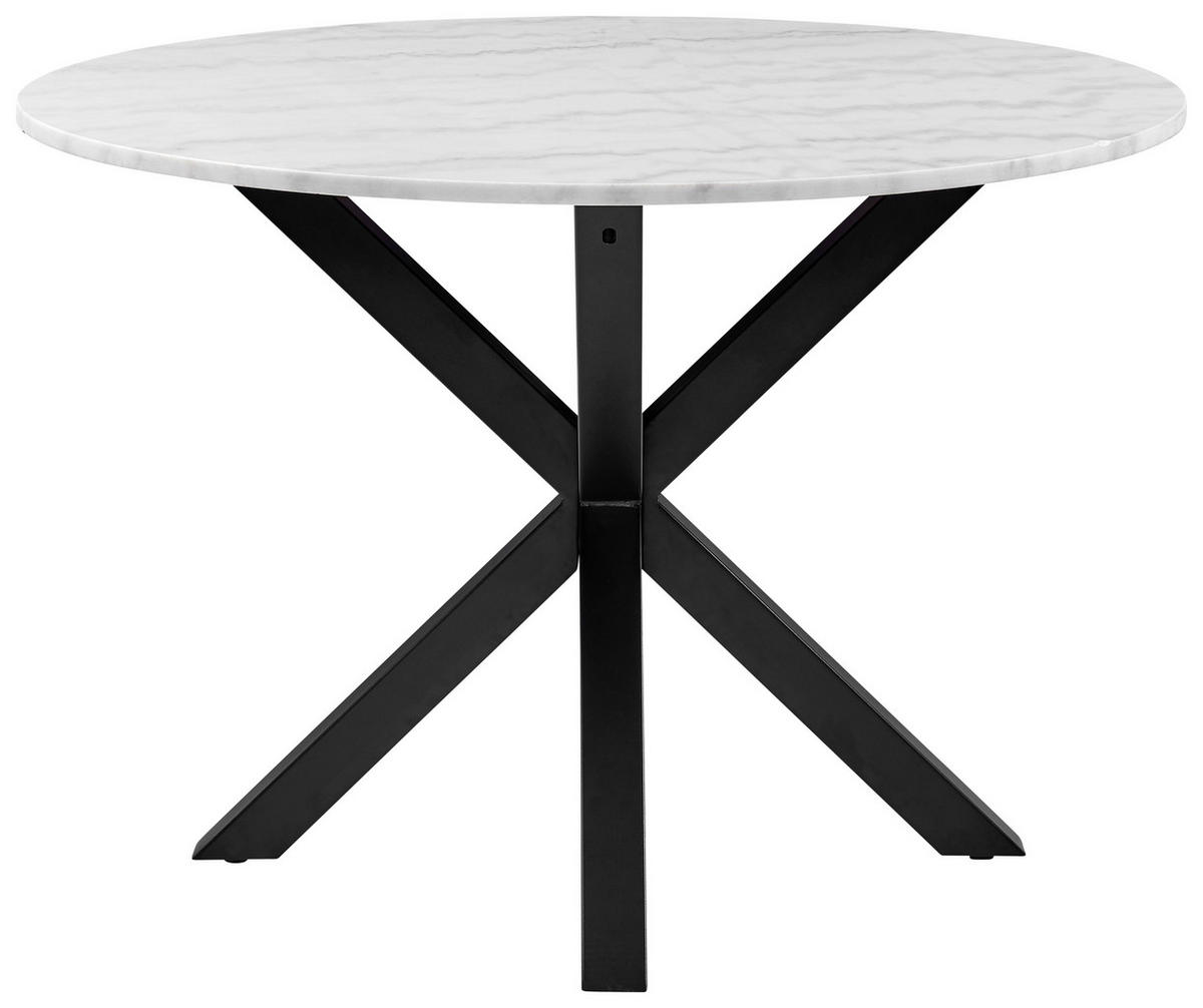 ESSTISCH in Metall, Stein  110/76 cm  - Weiss/Schwarz, Konventionell, Stein/Metall (110/76cm) - MID.YOU