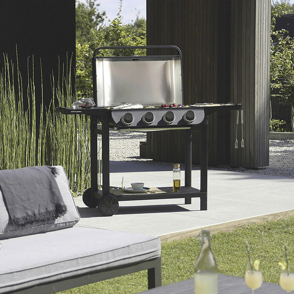 GASGRILL - Schwarz, Lifestyle, Holz/Metall (158/59/105cm)