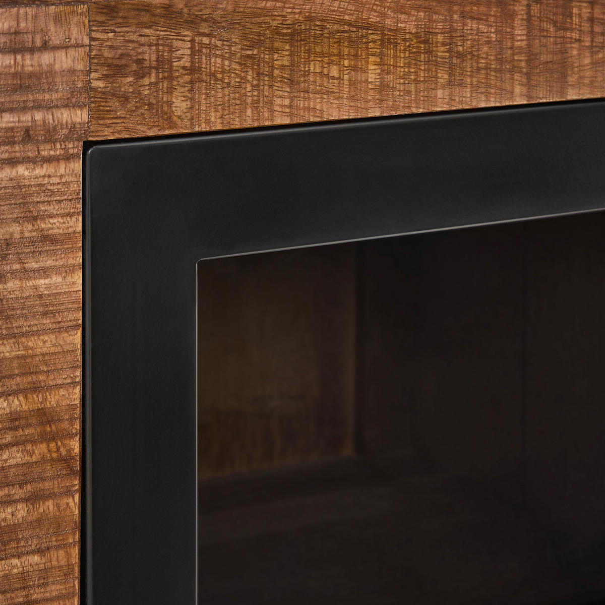 VITRINE  in vollmassiv Mangoholz Naturfarben  - Schwarz/Naturfarben, LIFESTYLE, Glas/Holz (90/142/40cm) - Landscape