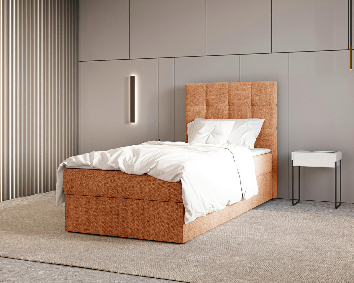 BOXBETT 90/200 cm  in Kupferfarben  - Schwarz/Kupferfarben, MODERN, Holz/Kunststoff (90/200cm) - Livetastic