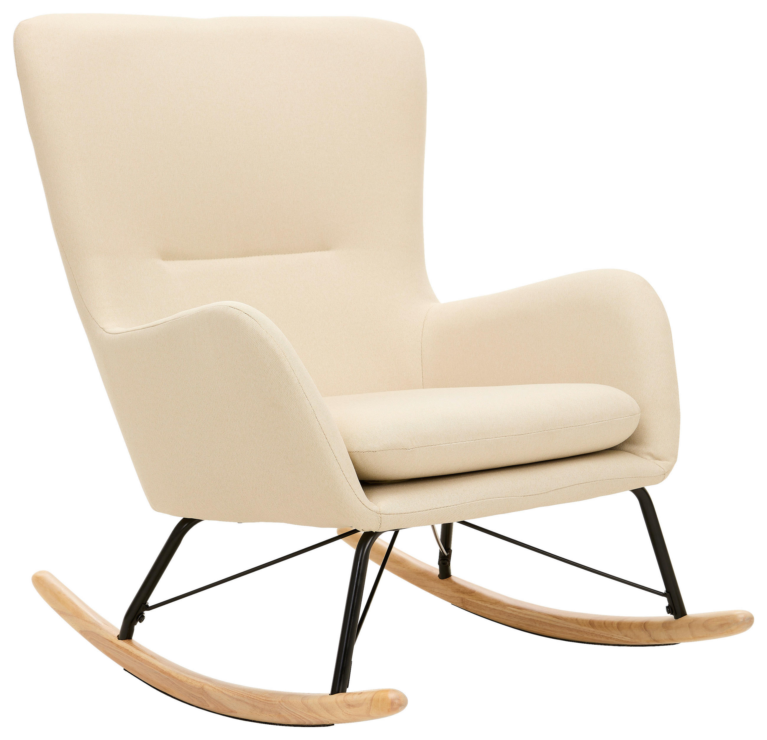 SCHAUKELSTUHL in Webstoff Creme  - Creme/Naturfarben, LIFESTYLE, Holz/Textil (71/94/91cm) - MID.YOU