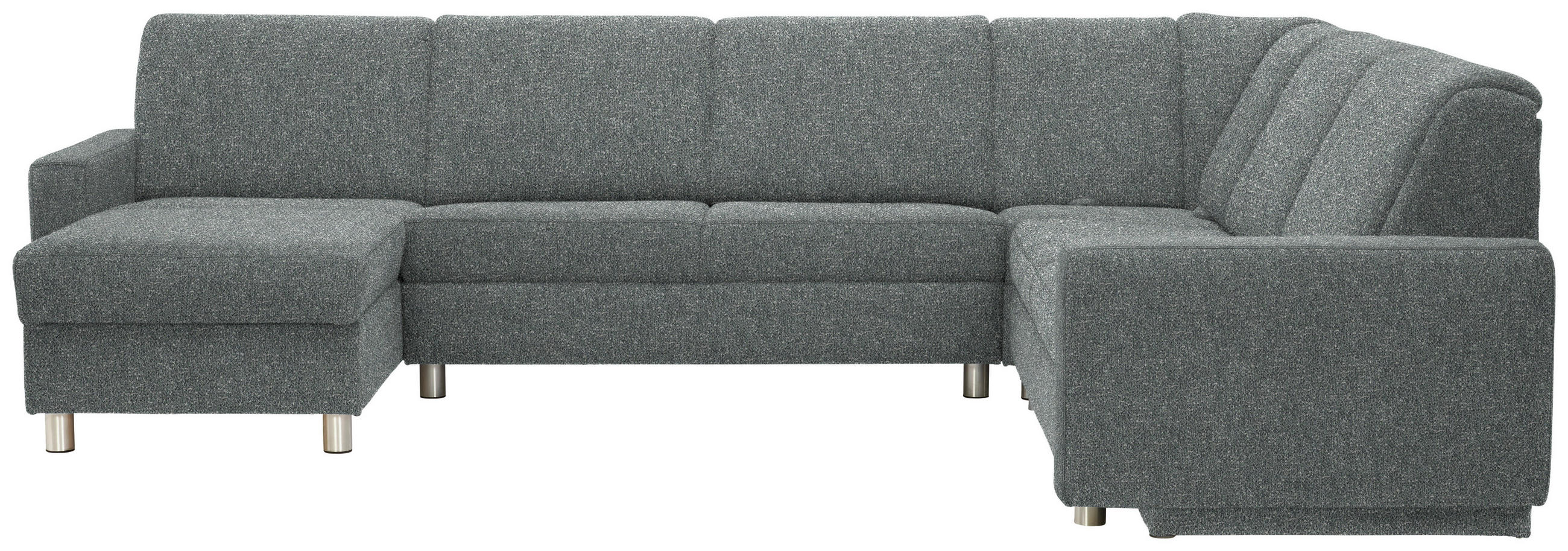 WOHNLANDSCHAFT  in Mikrovelours Graugrün  - Alufarben/Graugrün, KONVENTIONELL, Kunststoff/Textil (158/322/236cm) - Sedda