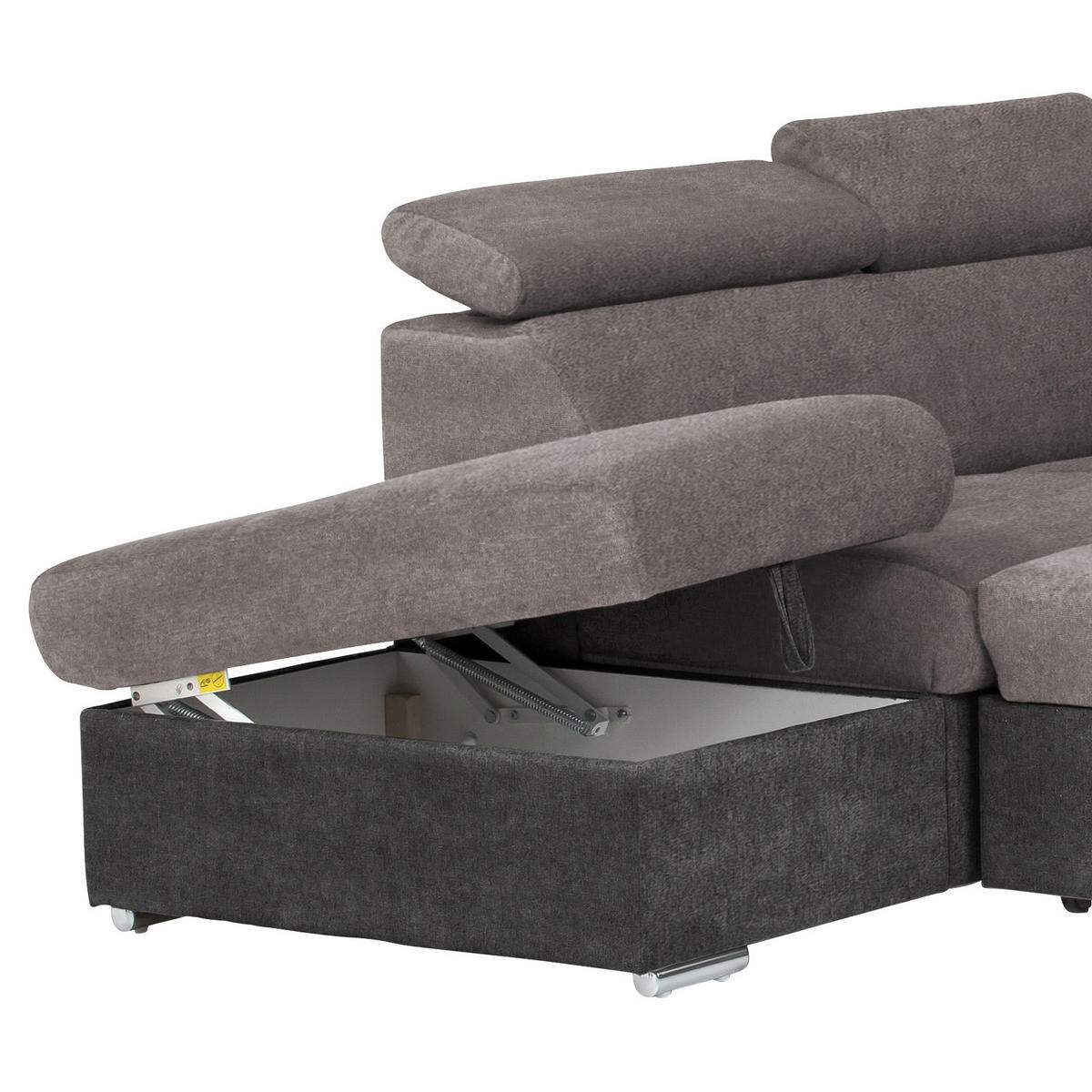 ECKSOFA in Mikrofaser Grau, Schwarz  216/262 cm  - Chromfarben/Schwarz, Design, Textil/Metall (216/262cm) - Livetastic