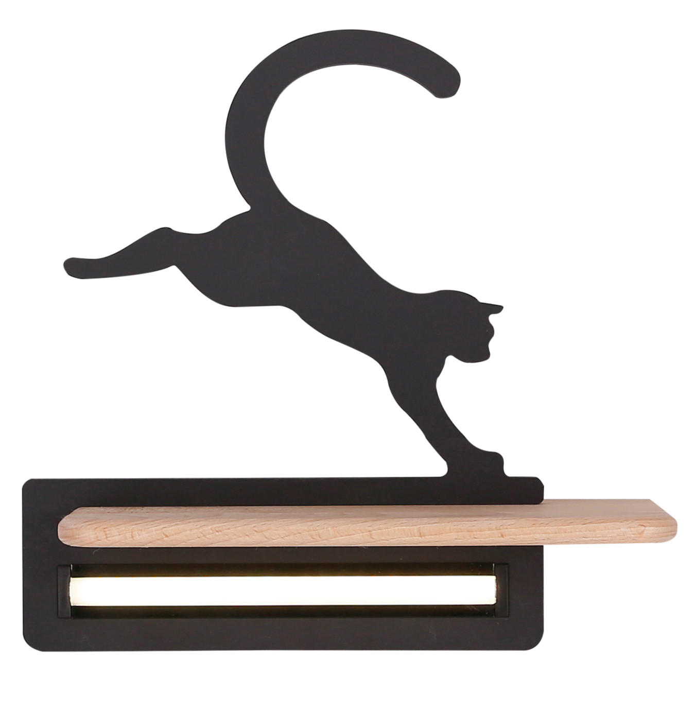 VÄGGLAMPA FÖR BARN Cat 27/12/29 cm   - svart, Basics, metall/trämaterial (27/12/29cm)
