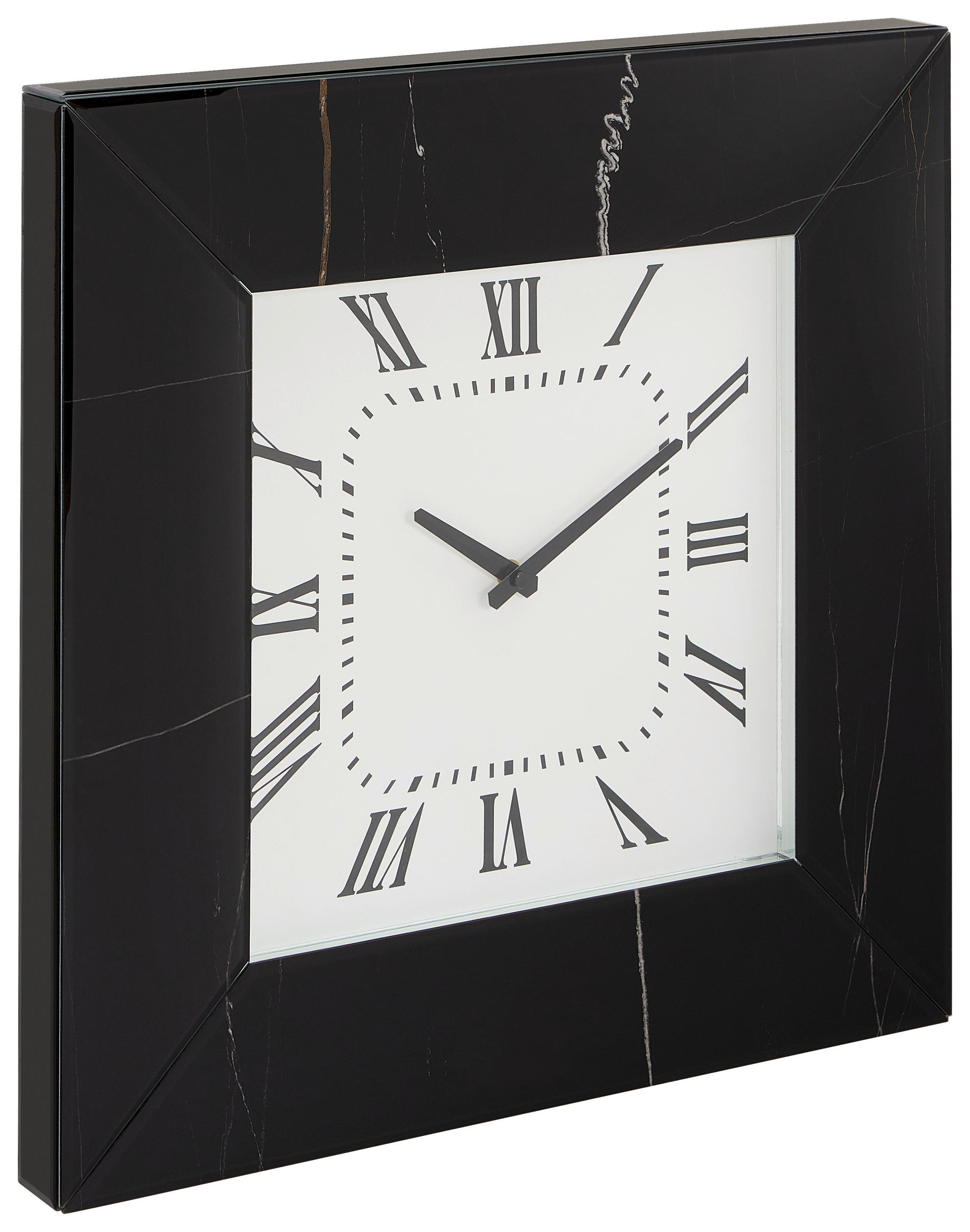 WANDUHR Schwarz 50/50/4,5 cm  - Schwarz, Trend, Glas/Holzwerkstoff (50/50/4,5cm) - Xora