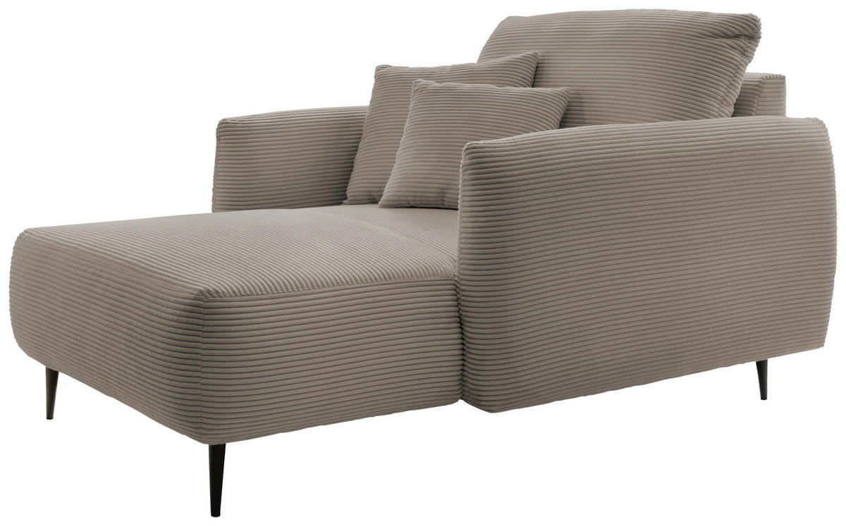 XXL-SESSEL Cord Graubraun    - Graubraun/Schwarz, Design, Textil/Metall (112/95/158cm) - Livetastic