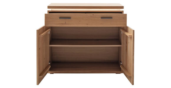 KOMMODE  in 100/91/42 cm  - Eiche Bianco/Schwarz, Natur, Holzwerkstoff/Kunststoff (100/91/42cm) - Linea Natura