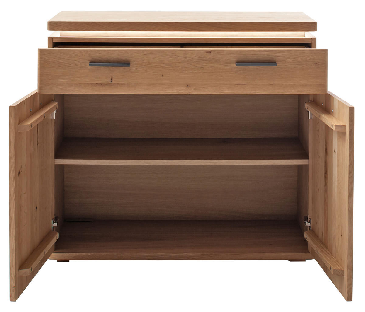 KOMMODE  in 100/91/42 cm  - Eiche Bianco/Schwarz, Natur, Holzwerkstoff/Kunststoff (100/91/42cm) - Linea Natura