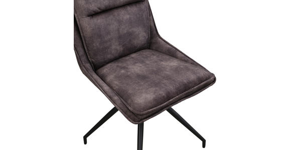 STUHL  Sitzfläche 360° drehbar Webstoff  Schwarz, Dunkelbraun  - Dunkelbraun/Schwarz, Design, Textil/Metall (52/92/61cm) - Carryhome
