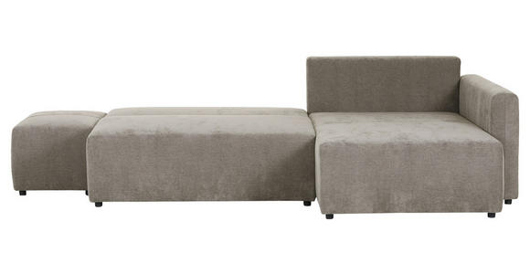 ECKSOFA in Flachgewebe Hellbraun  - Hellbraun/Schwarz, KONVENTIONELL, Kunststoff/Textil (295/200cm) - Carryhome