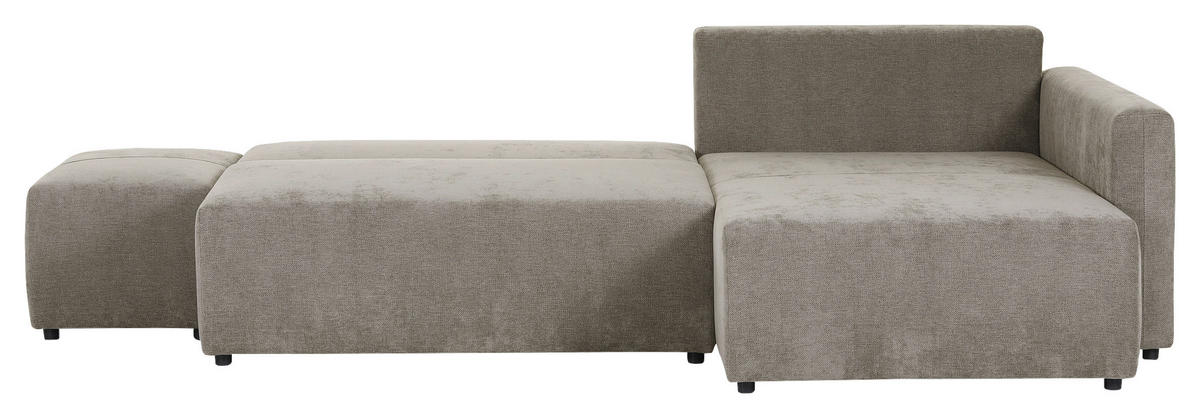 ECKSOFA in Flachgewebe Hellbraun  - Hellbraun/Schwarz, Konventionell, Kunststoff/Textil (295/200cm) - Carryhome