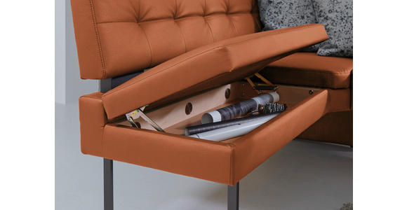 ECKBANK 158/200 cm Mikrofaser Braun, Orange   - Schwarz/Braun, Design, Textil/Metall (158/200cm) - Dieter Knoll