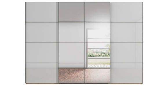 SCHWEBETÜRENSCHRANK  in Eiche Artisan, Seidengrau  - Chromfarben/Seidengrau, Design, Glas/Holzwerkstoff (316/235/68cm) - Novel