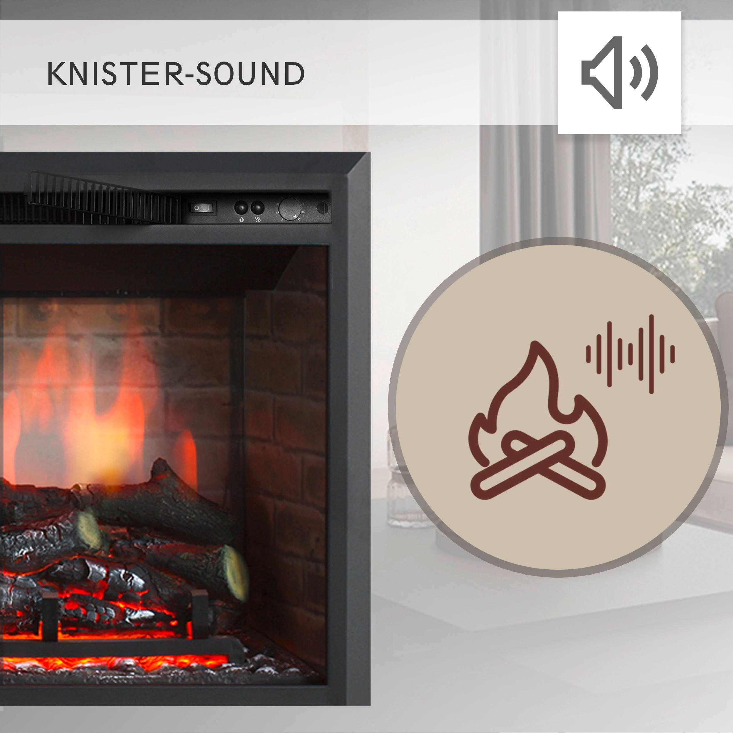 Thumbnail - Elektrokamin, Schwarz, Metall, 63x54.5x22.3 cm, Fernbedienung, Flammeneffekt separat schaltbar, Überhitzungsschutz, Ther...