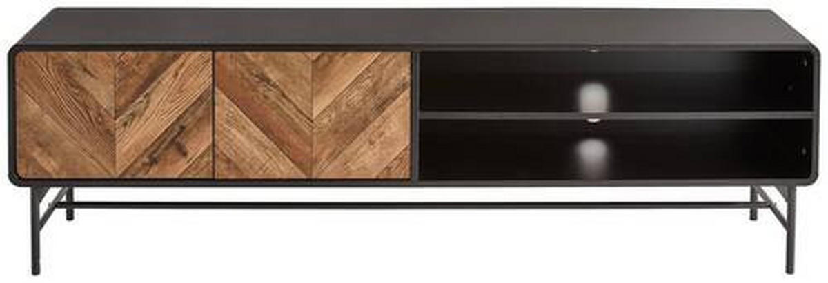 TV-BÄNK 180/52/40 cm  - svart/ekfärgad, Modern, metall/trämaterial (180/52/40cm) - MID.YOU