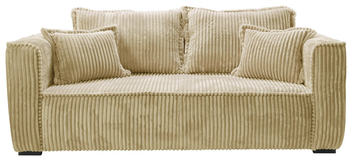 SOFA in Cord Beige  - Beige/Schwarz, Design, Holz/Textil (223/95/121cm) - MID.YOU