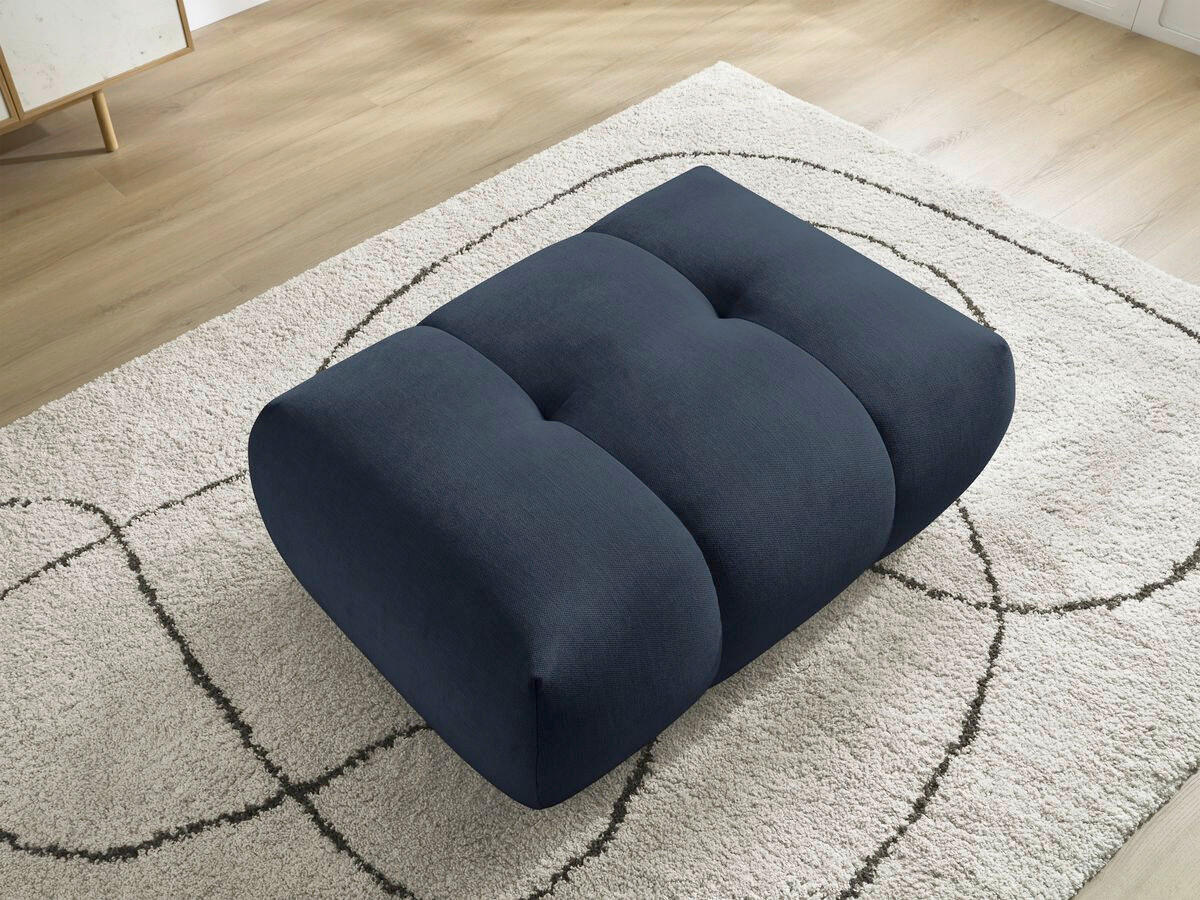 HOCKER FUJI  Leinenoptik Dunkelblau  - Schwarz/Dunkelblau, MODERN, Kunststoff/Textil (112/44/80cm)