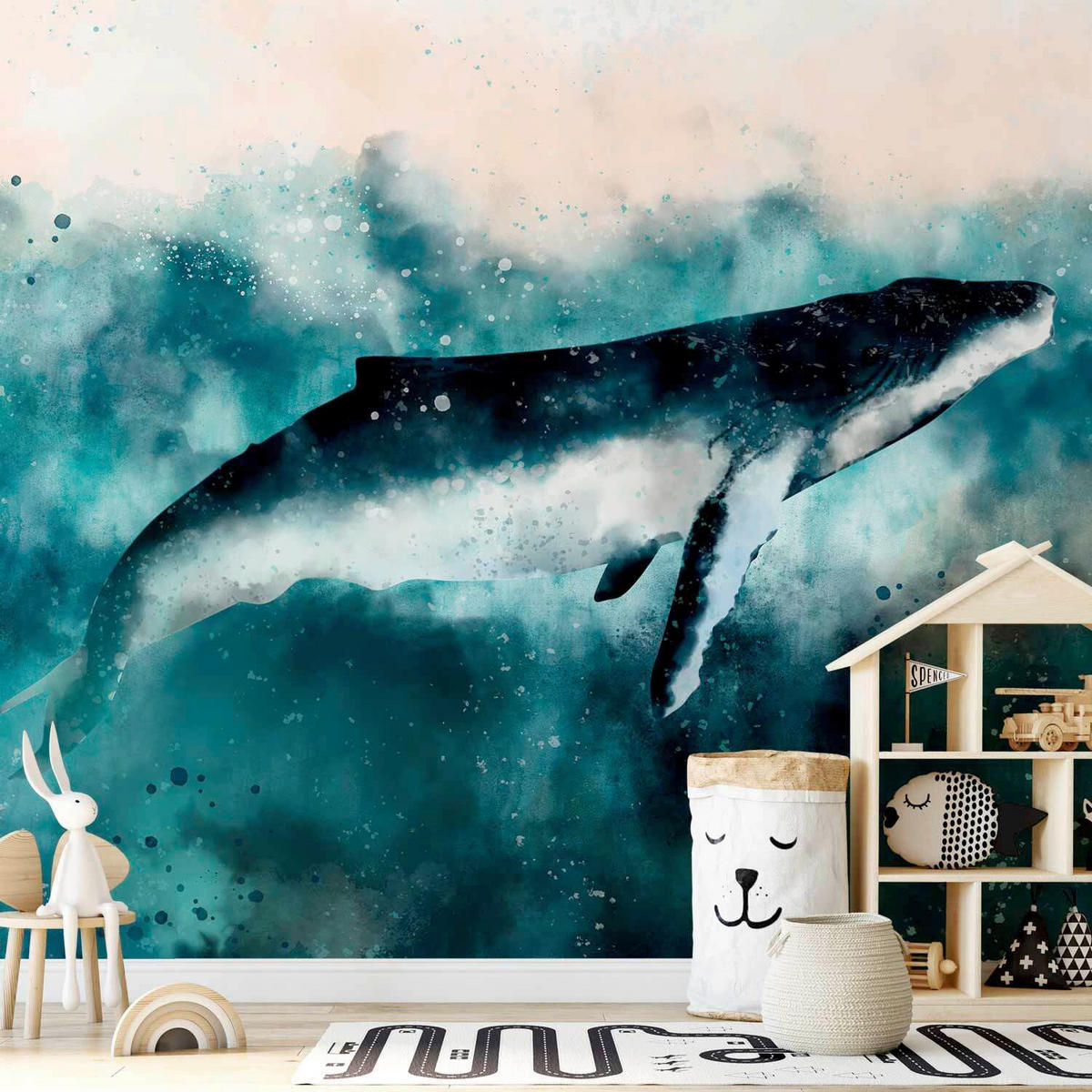 FOTOTAPET 250/175 cm  - turkos/svart, Lifestyle, textil (250/175cm) - artgeist