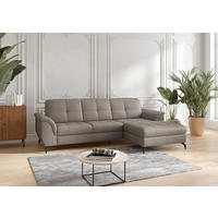 ECKSOFA Echtleder Grau  - Schwarz/Grau, Modern, Leder/Metall (262/164cm) - Sit & More