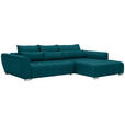 ECKSOFA in Webstoff Petrol  - Silberfarben/Petrol, MODERN, Kunststoff/Textil (304/218cm) - Carryhome