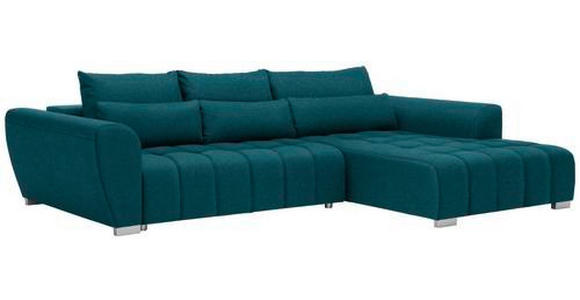 ECKSOFA in Webstoff Petrol  - Silberfarben/Petrol, MODERN, Kunststoff/Textil (304/218cm) - Carryhome