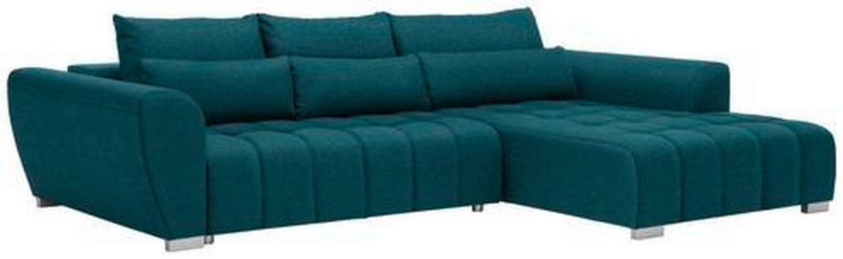 HÖRNSOFFA i vävt tyg petrol  - petrol/silver, Modern, textil/plast (304/218cm) - Livetastic
