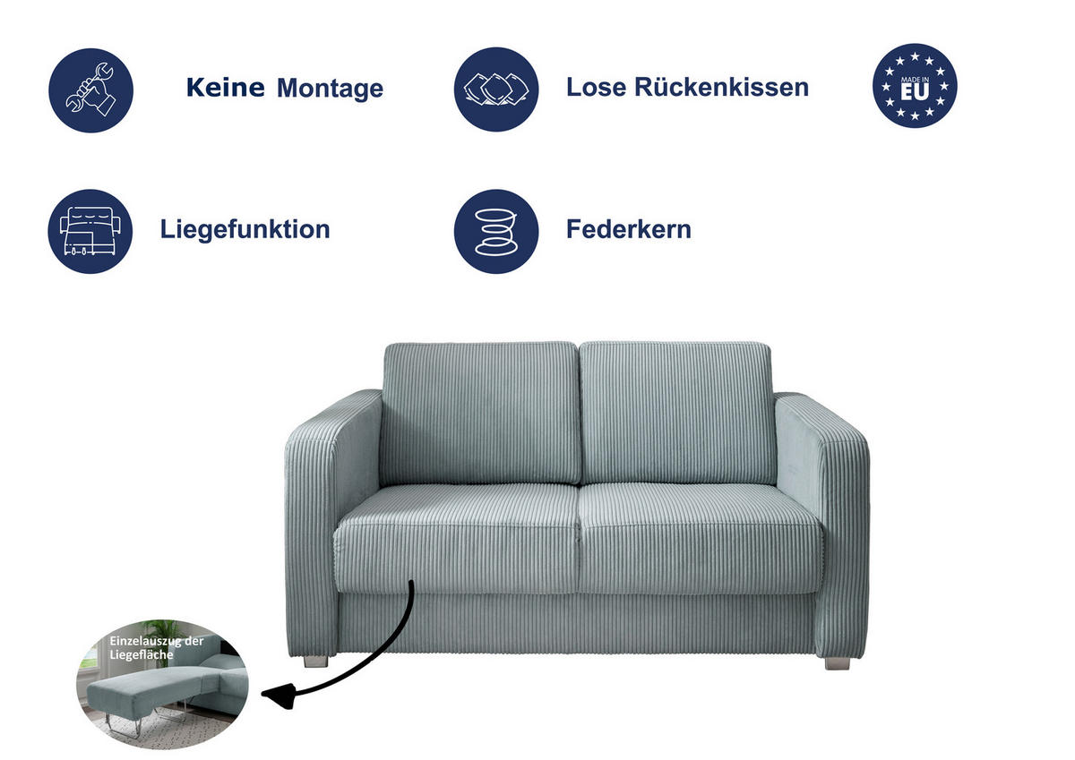 SCHLAFSOFA in Cord Goldfarben  - Chromfarben/Goldfarben, Basics, Kunststoff/Textil (159/88/87cm) - Livetastic