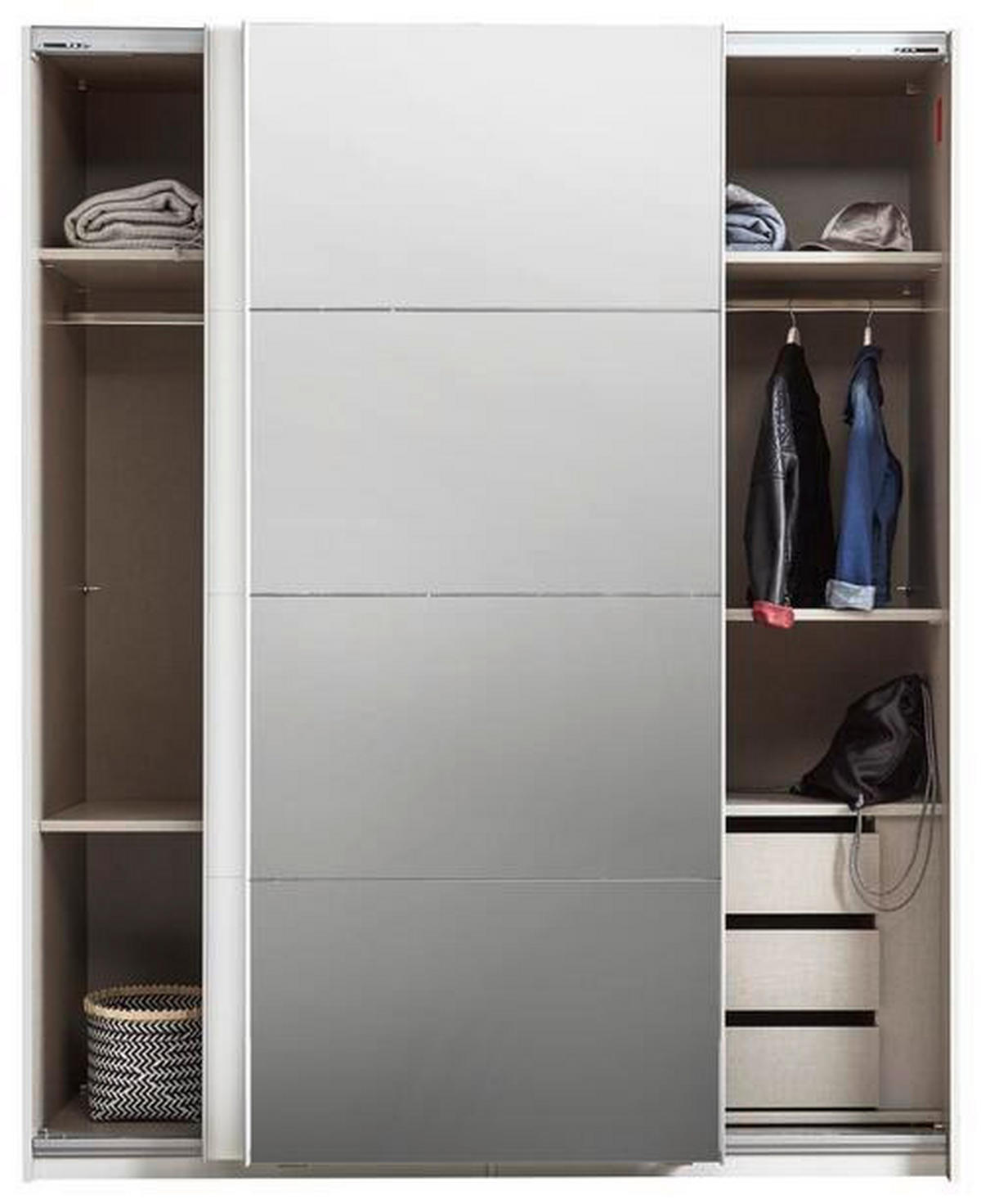 SCHWEBETÜRENSCHRANK  in Weiß  - Alufarben/Weiß, KONVENTIONELL, Glas/Holzwerkstoff (181/223/68cm) - Xora