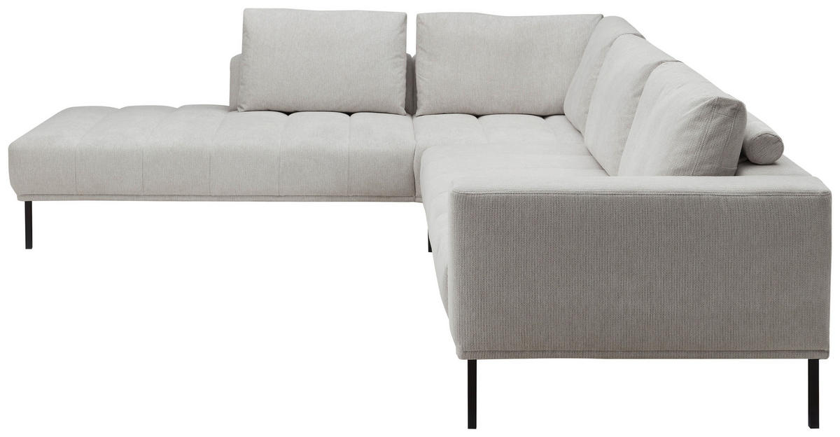 ECKSOFA in Flachgewebe Creme  270/308 cm  - Creme/Schwarz, Design, Textil/Metall (270/308cm) - Pure Home Lifestyle