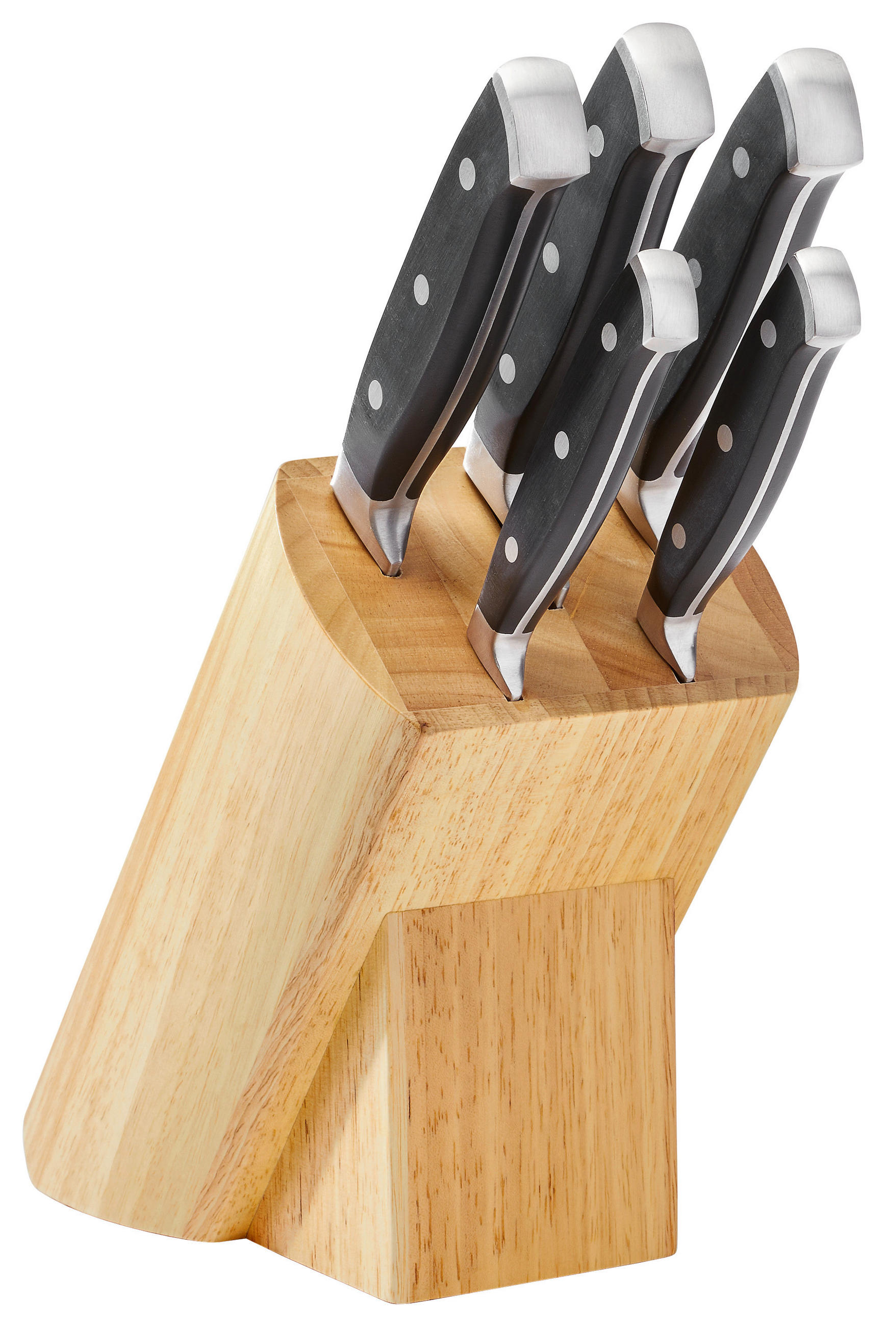 MESSERBLOCK Sharpcut 6-teilig  - Hellbraun/Edelstahlfarben, KONVENTIONELL, Holz/Metall - Justinus
