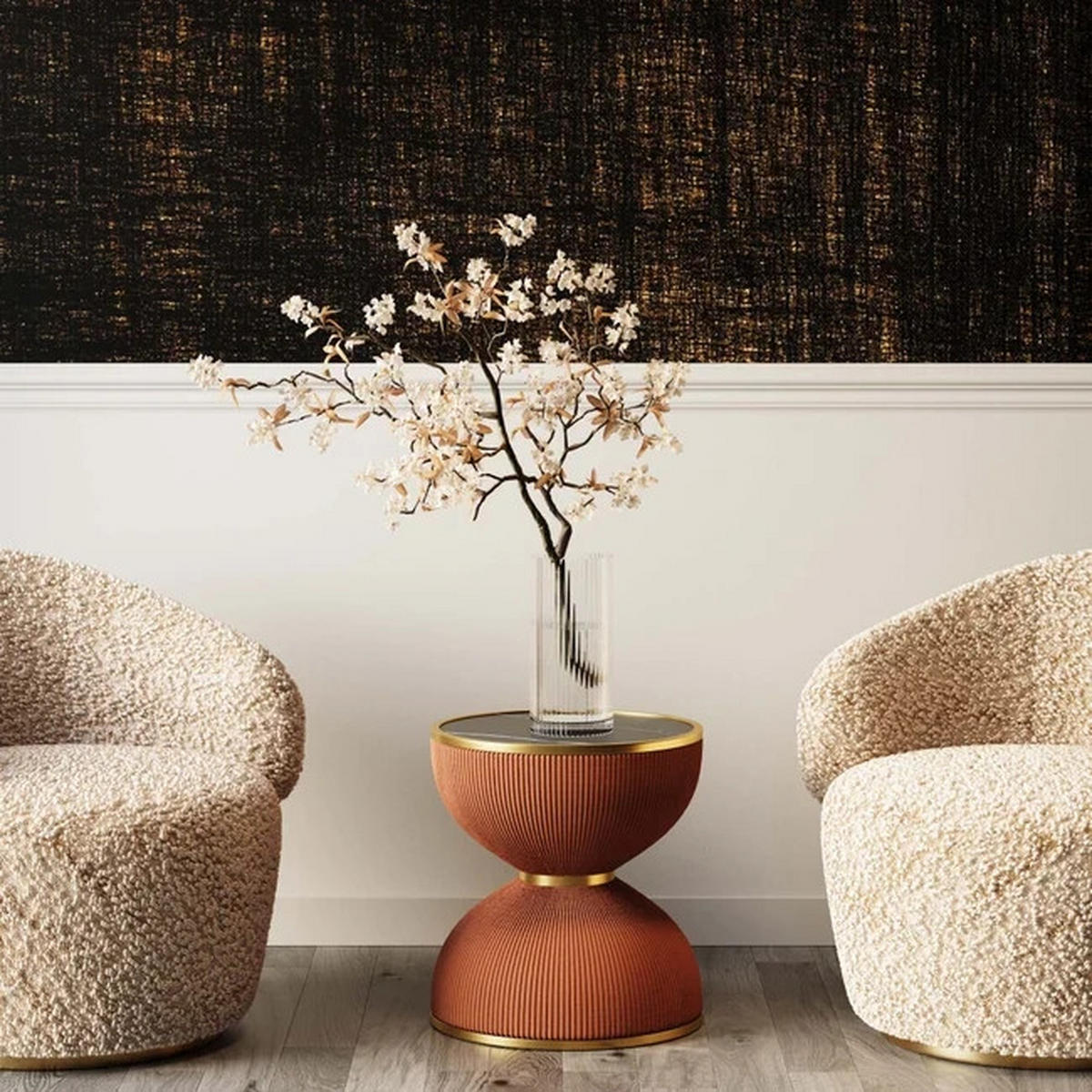 BEISTELLTISCH - Goldfarben/Schwarz, Design, Keramik/Kunststoff (47/47/49cm) - Kare-Design