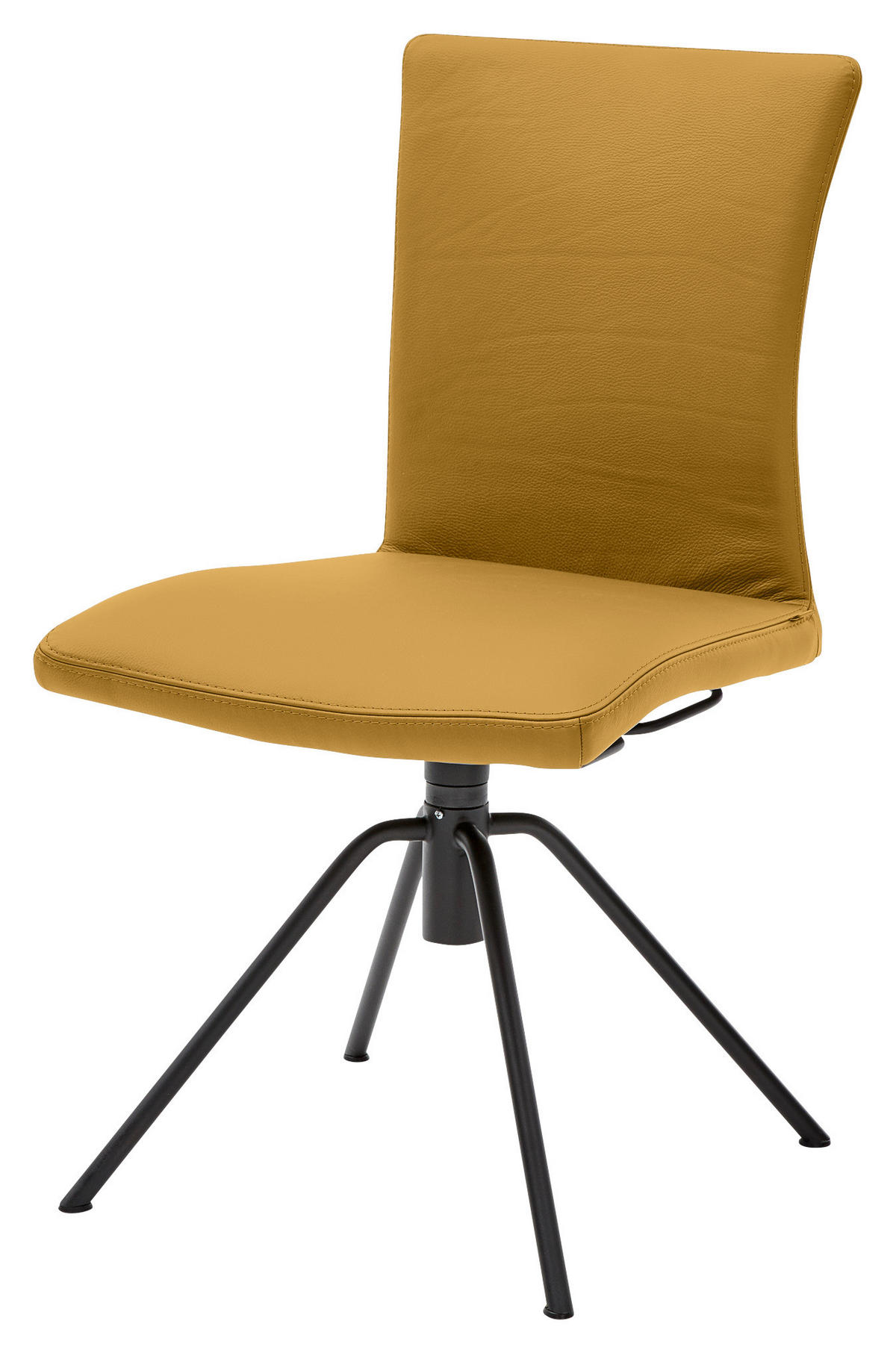 STUHL Echtleder Gelb  - Gelb/Schwarz, Design, Leder/Metall (52/91/58cm) - Musterring